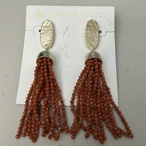 New Kendra Scott Marin Gold Beaded Drop Tassel Earrings • Goldstone